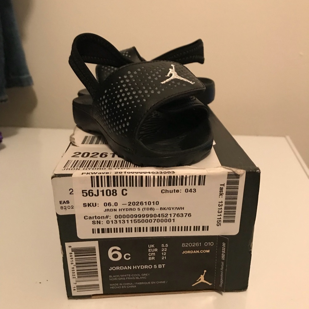Brand new in box toddlers size 6c Jordan slides